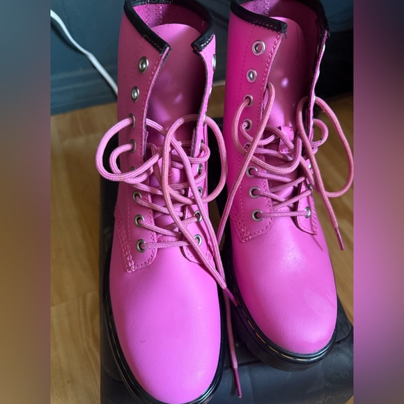 Dr. Martens Pink Zavala Combat Boots - Picture 1 of 5